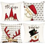 Christmas Design Cushion Cover 18 X 18 Throws Set of 4 Square Xmas Pillow Case Pack Uk Sale White For Sofa Bed Room Decoration Accessories Polyester 45 cm X 45 cm Decor indoor Gifts Sale