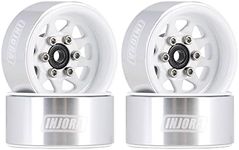 INJORA 1.0 Beadlock Wheel Stamped Steel Beadlock Deep Dish 1.0" Wheels for Axial SCX24 Gladiator Deadbolt Bronco C10 JLU Upgrade Parts(White)