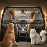 VexNook Dog Barrier for Car Back Seat & Boot — 107 * 127cm Pet Car Divider with Reinforced Transparent Mesh and Sturdy Metal Frame, Dog Safety Gate Universal Fit for SUV, MPV& Truck