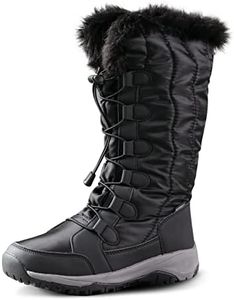 ALBETRIOUS Women's Waterproof Long Snow Boots Winter Thinsulate Insulation Warm Fur Lined Anti-Slip Cold Weather Outdoor Footwear, Black, 7 US