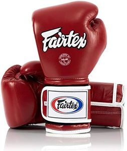 Fairtex BGV9 Muay Thai for Professional Boxers & Trainers |Mexican Style Glove for Hard Hitters | MMA Gloves for Martial Arts|Light Weight & Shock Absorbent 14 oz Boxing Gloves-Red/White Piping
