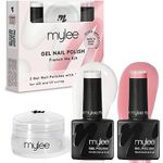 Mylee French Me Kit with Stamper – Salon Quality French Manicure at Home, Includes White & Nude Gel Nail Polish + Clear Silicone Stamping Tool, Cure Under UV LED Lamp