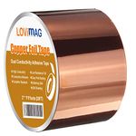 Copper Foil Tape (2inch X 33 FT) with Conductive Adhesive for Guitar & EMI Shielding, Slug Repellent, Crafts, Electrical Repairs, Grounding