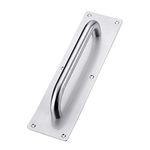 Tiberham Sliding Door Handle, Heavy Duty Stainless Steel Pull Push Door Handles with Back Plate, Gate Handle Toilet Door Pull Plate Wooden Cabinet Cupboard Handle Hardware (300 x 80 mm)