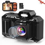 4K Digital Camer, HD 48MP AutoFocus Video Camera with 32G Card, 2.8" Screen LED Fill Light, Compact Digital Camera for Kids, Teens, Beginners - Black