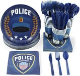 Juvale Police Party Bundle, Includes Plates, Napkins, Cups, Cutlery (24 Guests,144 Pieces)