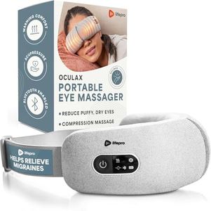 LifePro Eye Massager with Heat for Migraine Relief Bluetooth Foldable Heated Eye Massage for Dry Eyes and Eye Strain Relief Rechargeable Heated Eye Massager - Grey