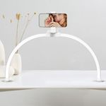 SMOCTAR Half Moon Lamp for Nail Desk, Foldable LED Nail Desk Lamp for Nail Tech with Phone Holder, 29Inch Half Moon Light Esthetician Lash Light for Eyelash Extensions, Beauty, Tattoo