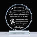 Movdyka Engraved Crystal Boss Gifts for Women Men - Pretty Office Gifts for Boss Lady Desk Decorations Paperweight - Appreciation Keepsake Presents for Boss Day Birthday Christmas