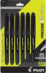 Pilot, Precise Varsity Pre-Filled Fountain Pens, Medium Point 1 mm Stainless Steel Nib, Black, 6-Pack