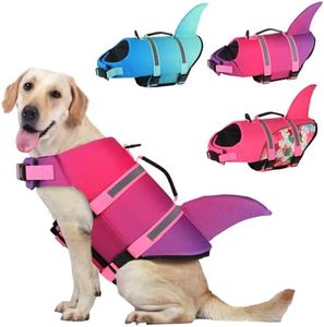 Doglay Dog Life Jacket, Ripstop Cute Shark Dog Life Jacket with Superior Buoyancy and Rescue Handle, Adjustable Dog Life Vests for Swimming Boating, Pet Flotation Vest for Small Medium Large Dogs