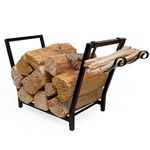 FireProof Pros Firewood Rack Outdoor and Indoor Firewood Storage with Kindling Wood Hooks. 25.6in Double Coated Fire Wood Rack. Waterproof Rustproof Stable Log Holder and Fireplace Decor Organizer