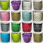 Plastic Laundry Basket With Handles Flexi Large Storage Round Hipster Hamper For Clothes Nursery & Home Organisation 13 Colours 30L (Assorted)