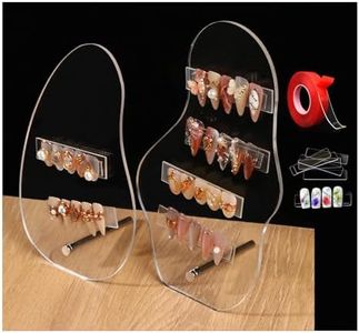 Lioong 2pcs Irregular Nail Art Display Stand Set,Clear Nails Charms Display Tips Boards Nails Colors Sample Display Stand with 20pcs Nails Tips And Double Sided Tapes for Salon Nails Art Practice