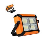 LED Rechargeable Work Light, 12000 LM Portable Flood Light with Hanging Hook 180° Rotation Stand, 5 Lighting Modes IP66 Waterproof for Camping, Car Repairing, Emergency and Job Site Lighting