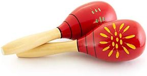 TIGER ‎MAR6-RD Decorated Wooden Maracas - Red - One Pair