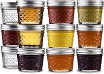 Ash & Roh® - Regular Mouth Mini Mason Jars with Lids Glass Canning Jars Ideal for Food Storage, Jam, Body Butters, Wedding Favors, DIY Magnetic Spice [100 ml] (12)