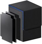 Card Deck Box, Vertical Card Deck Case, Card Storage,Deck Card Box,commander deck box,trading card box, Leather Large Size Fit 100 Plus Sleeved Cards Compatible with board game MTG TCG CCG(Black＆Blue)