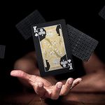 Gold Games Waterproof Black Playing Cards, Luxury Deck of Cards with Shiny Diamond Pattern & HD Printing, Premium Plastic Poker Cards | Durable & Flexible 1 Deck for Adult (Gold Black)