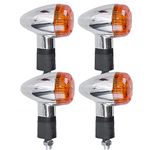 Saihisday 12V Motorcycle Turn Signal Lights Front Rear Blinker Indicator Light Amber Chrome Bullet(4 PCS)