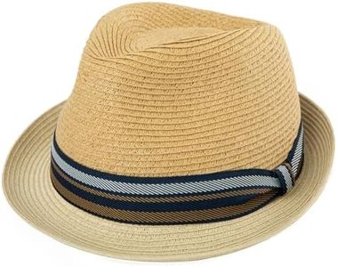 Comhats Summer Straw Fedora Hats for Men Beach Panama Gatsby Derby Trilby Dress UPF50+ Sun UV Protection Large L Beige