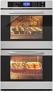 KoolMore KM-WO30D-SS 30-Inch Electric 5 Cu.Ft. Premium Double Wall Quiet, Rapid Convection, 7 Cook and Baking Modes, Dual Large Capacity Ovens, Stainless-Steel Unit, Self-Cleaning, Silver