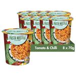 Pasta Nostra | Instant Pasta Pots, ARRABBIATA Fusilli Pasta with a Tomato and Chilli Sauce, Pack of 8 x 70g, Made in Italy, Ready in 5 minutes