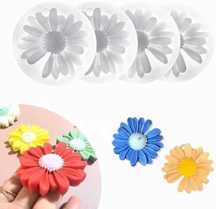4 Pcs Daisy Flower Silicone Molds for Candles, 3D Flower Fondant Chocolate Cake Cupcake Topper Decoration Mold, Unique Resin Candle Molds DIY Soap Mold