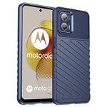 amazon basics Basic Case for Motorola Moto G73 5G (Carbon Fiber_Blue)