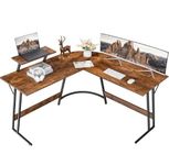 Deskio Engineered Wood L Shaped Table For Office | Corner Computer Table For Home Office| Diy, Brown