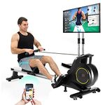 Roneyville RowActiv8 Smart Magnetic Rowing Machine Home Gym | Digital Fitness, LCD Console, Aluminum Rail, Rower with Integrated Kinomap Fitness App Live Video Streaming, Video Coaching & Training