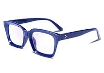 FEISEDY Retro Square Blue Light Blocking Reading Glasses for Women Men Anti Glare Digital Eyestrain Reader 1.25x (Blue) B2479