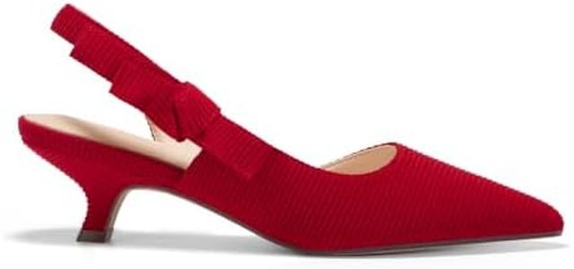 Coutgo Womens Slingback Kitten Heels Pointed Toe D’orsay Bow Dress Shoes