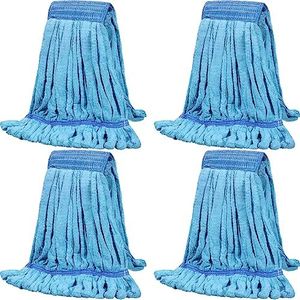 Lallisa Commercial Mop Head Replacement 18 Oz Tube Microfiber Mop Heads for Floor Cleaning Industrial Mop Heads Blue Looped End Wet Mop Head Refill for Home Commercial Industrial Use (4 Pcs)