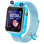 PTHTECHUS Kids Smartwatch Phone, Touch Screen Wrist Watches Step counter Children Music Player Game Wristwatch, School Mode Flashlight Calculator SOS Clock, Boys Girls Student Birthday Gifts (Blue)