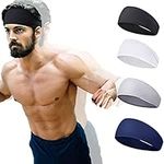 Sports Headbands for Men and Women (4 Pack) - Lightweight Sweat Band Moisture Wicking Workout Sweatbands for Running, Cross Training, Yoga and Bike,Unisex Hairband- NO Slip Sport Sweatbands