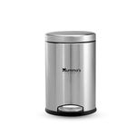 Mumma's LIFE 8 Ltr Stainless Steel Plain Pedal Dustbin with Lid And Bucket| Trash Can, Round Shape Dustbin for Home, Bathroom, Outdoor, Indoor, Kitchen, Office With Lid (Silver)