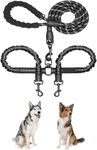 Dual Dog Leash, Double Dog Leash, 360 Swivel No Tangle Walking Leash, Shock Absorbing Bungee for Two Dogs, Black, Medium (8-35 lbs)