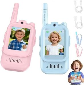 AILRINNI Video Walkie Talkie for Kids, 2 Pack Rechargeable Kids Walkie Talkies with Camera & Voice Changer, LCD Screen Display, Long Range Indoor Outdoor Toys for Ages 3-12