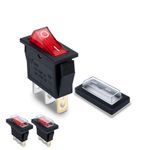 Innfeeltech 3 Pcs Mini Rocker Switch Red KCD3-101 3 Pin 3 Position Toggle Switch with 3 Waterproof Caps