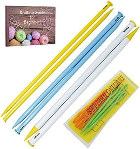 KnitPal 16-inch (40cm) Straight Knitting Needles Set for Large Projects - Long Plastic Knitting Needles - 3 US Sizes: 15/10mm, 17/12mm, 19/16mm - with eBook