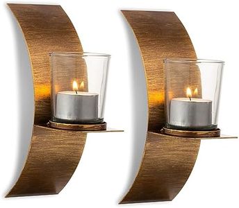 Sziqiqi Rustic Wall Candle Holder for Tealight Candles - Rustic Gold and Bronze Wall Mounted Candle Sconces Decorative Metal Wall Decor for Bathroom Hallway Entryway