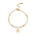 Rockyu Brand Jewelry Popular Anklet Women's Titanium Cute Cats Zirconia Anklet Bracelet 18k Slim Hawaiian Jewelry