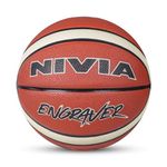 Nivia Engraver Basketball/Soft Rubberized Moulded/14 Panel/Suitable for Hard Surface/Match Ball/for Men/Basketball Size - 6 (Red)