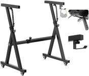 OUKMIC Stands Keyboard Stand with Wheels, Black Z Style Adjustable & Portable Rolling Digital Piano Stand Professional Sturdy Heavy Duty Fits 54/61/76/88 Keys Musical Electric Pianos
