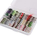 BASSDASH Fly Fishing Nymph Flies Kit, Pack of 96 pcs Fly Lure, with Ultrathin Fly Box