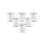 La Opala Diva, Opal Glass Coffee Mug Set Cylinder Regular 6 pcs, Morning Glory, White, Standard