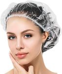 Auban Shower Cap Disposable, 100 PCS Bath Caps Large Thick Clear Waterproof Plastic Elastic Hair Bath Caps For Women Kids Girls, Travel Spa, Hotel and Home Use,Hair Solon