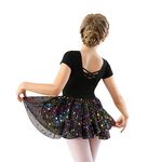 DANSHOW Girls Ballet Leotard Dance Leotard Dress Crisscross Straps Back Toddler Dance Leotard,Shiny Irregular Chiffon Skirt(40401-06Q-XXL)