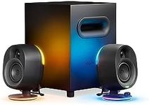 SteelSeries Arena 7 - Illuminated 2.1 Gaming Speakers – 2-Way Speaker Design – Powerful Bass, Subwoofer – USB, Aux, Optical, Wired – Bluetooth – PC, PlayStation, Mobile, Mac - UK Plug